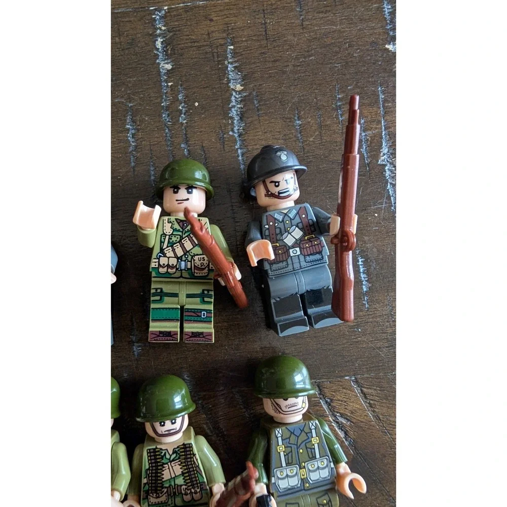 Bricks Buliding WW2 USA Uniform Soldiers Camo United States Lego-like